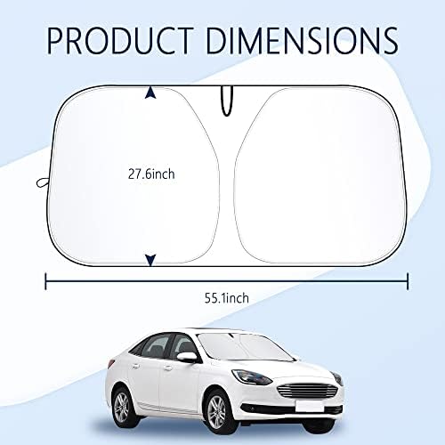 300T Thickened Automotive Glass Sunshade and Comes with Storage Bag,Keep Car Interior Cool,Windshield Sun Shade Fit for Small Cars (M: 55.12 * 27.6 inch) - Image 2