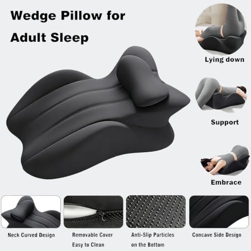 Multi-functional Ergonomic Memory Foam Wedge Pillow, 27° Angle Perfect Position Instant Intimacy Couples Pillow, Wedge Memory Foam Butt Cushion, Provides Waist and Neck Support for Neck Pain Relief. - Image 5