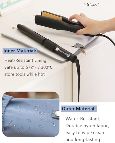 Lifeplus Holder & Mat for Hot Tools, Curling Iron Flat Iron Heat Resistant Hair Tools Travel Bag - Ideal for Home, Travel, Gift (Beige) - Image 6