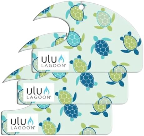 ulu Lagoon Hanging Car Air Freshener | Tropical Beach Coconut Surf Wax Scent Mini Wave | Long Lasting Car Freshener, Closet and Beyond | Made In USA | 3 Pack (Honu) by uluLAGOON