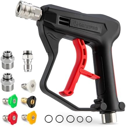 Short Pressure Washer Gun with 1/4" QC,with 5 Spray Nozzle Tips by Unknown