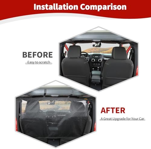 RT-TCZ for Wrangler Rear Seat Divider Net Mesh, Pet Dog Car Barrier for Jeep Wrangler JK JL Gladiator JT Cargo Net Black - Image 2