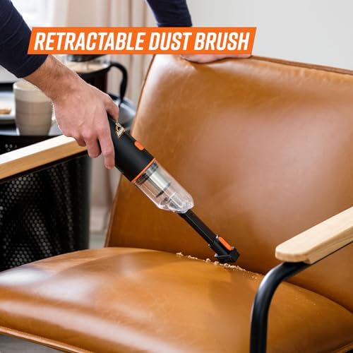 Armor All AA07V2 0901 Cordless Car Vacuum Handheld Mini Vacuum Cleaner for Car Interior Home, Orange - Image 6