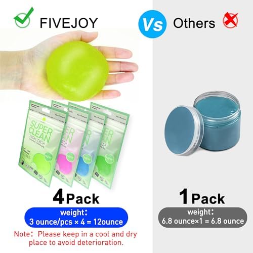 Car Cleaning Gels 4-Pack, Car Cleaning Putty Universal Auto Detailing Tools Car Interior Cleaner, Dust Cleaning Slime, Car Accessories for Car Vents & Keyboards, Clean Supplies– 320g (2.8oz/pcs) - Image 4