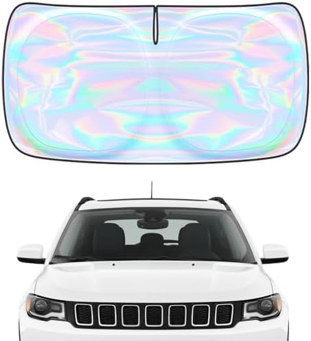 Windshield Sun Shade for Jeep Compass 2017-2024 2025-4 Layers Sunshade Compatible with Jeep Compass Foldable Front Window Sunshade Sun Visor Protector Block UV Rays Keep Your Car Cooler Accessories by Unknown