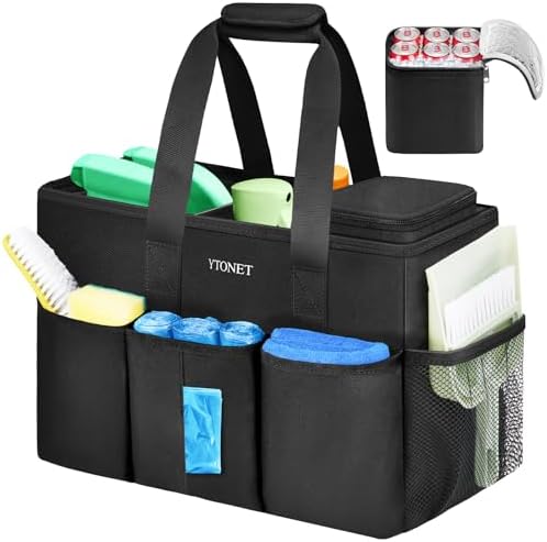 Ytonet Large Cleaning Caddy Bag, Cleaning Supplies Organizer with Handle by YTONET