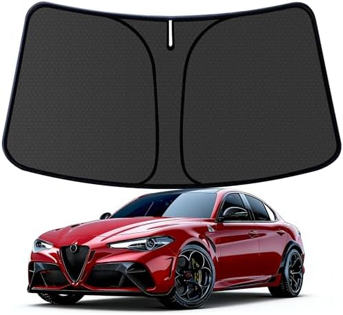 Giulia Customized Windshield Sun Shade for 2017 2018 2019 2020 2021 2022 2023 2024 2025 Giulia Front Window Sunshade Visor Protector Foldable Blocks UV Rays Keep Car Cooler Accessories by aatoppus