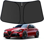 Giulia Customized Windshield Sun Shade for 2017 2018 2019 2020 2021 2022 2023 2024 2025 Giulia Front Window Sunshade Visor Protector Foldable Blocks UV Rays Keep Car Cooler Accessories by aatoppus