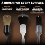 Premium Car Detailing Brush Set - Complete 6 Pack Kit - 2 Boar's Hair, 2 Ultra Soft, 2 Synthetic Bristles - Car Detail Brush for All Surfaces, Leather Seats, Air Vents, Wheels & Emblems, and More - Image 3