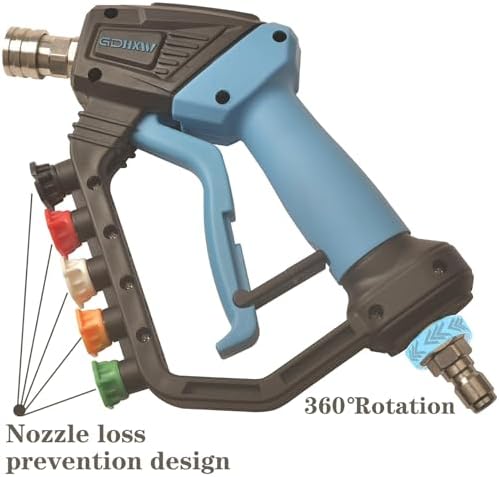 GDHXW 5000 PSI High Power Pressure Washer Gun with Swivel,with Foam Cannon 2 Adapter 5 Pressure Washer Nozzles - Image 4