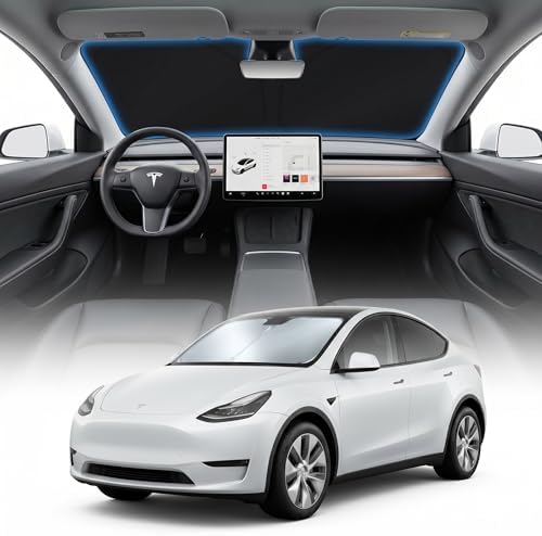for Tesla Model 3/Y Sun Shade Windshield Cover - Custom Fit 3/Y Accessories 2016-2025 2026 Sunshade Foldable UV Protection & Heat Shield Sun Visor Accessories by Unknown