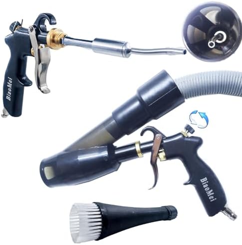 Car Interior Detailing Air Blow Gun &vacunm Gun,Cleaning Gun Quickly Blasts Dirt and Dust from Surface Works with Air Compressor(Upgrade Aluminium Rotate Tube) 2IN1 by DOZIME