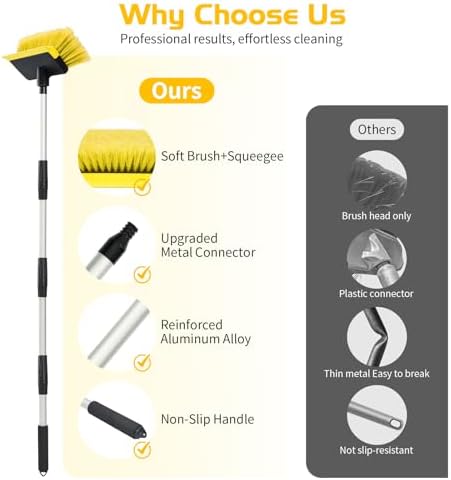 Ordenado 56" Car Wash Brush with Long Handle, Soft Bristle& Rubber Squeegee - Image 3