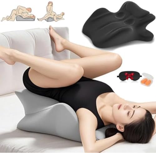 27° Couples Pillow: Unleash Intimacy & Ultimate Comfort! Premium Memory Foam Sweet Spot Wedge for Enhanced Sex, Supports Multiple Positions. Includes Free Sleep Mask & Earplugs,Black by Unknown