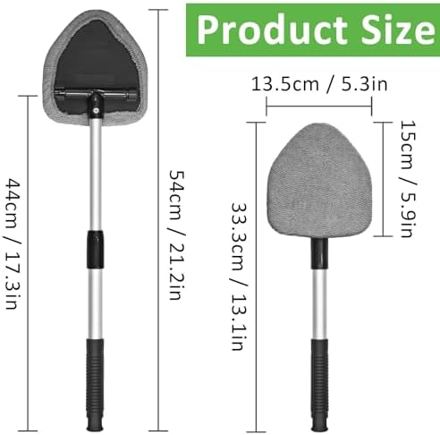 Beieverluck 3 Pieces Windshield Cleaning Tool Inside Car Window Cleaner Cleaning Tool with Extendable Handle, 9 Microfiber Pads and 3 Spray Bottles Car Auto Glass Wiper Kit - Image 2