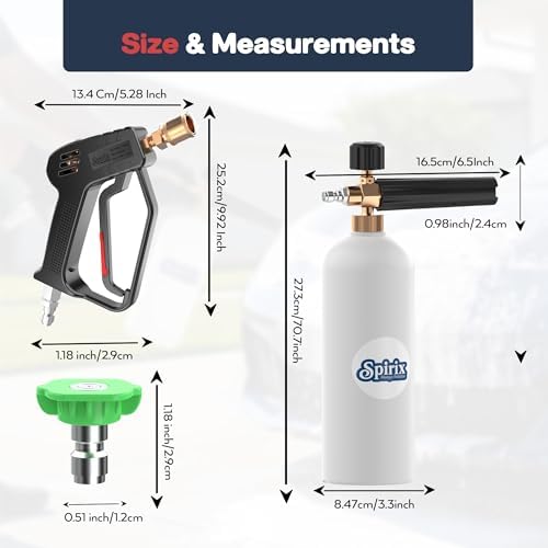 Short Pressure Washer Gun with Foam Cannon Kit - 1/4" Quick Connector - Image 2