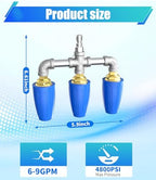 Triple Turbo Nozzle Pressure Washer, 3-in-1 Power Washer Turbo Nozzle with 1/4" Quick Connect, 360° Rotating Pressure Washer Tip - 4800 PSI, 4-6 GPM, 2.0 Orifice, Blue - Image 2