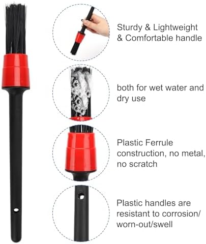 Auto Car Detailing Brush Set Car Interior Cleaning Kit Includes 3 Boar Hair Detail Brush,3 Wire Brush, 3 Air Vent Brush for Cleaning Car Interior Exterior, Dashboard Engines Leather Wheel - Image 2
