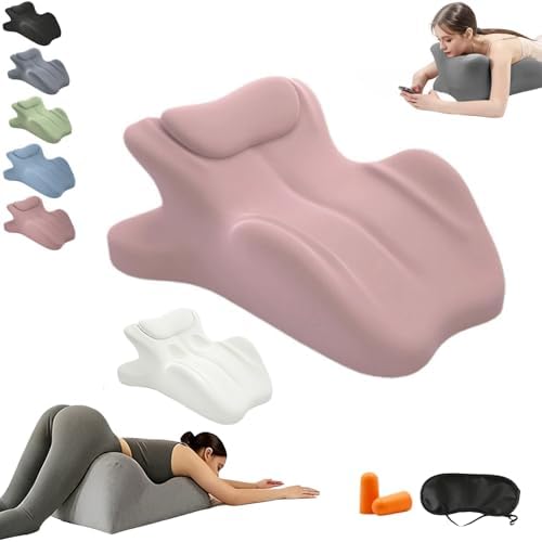 Memory Foam Couples Pillow, Reading Pillow for Bed, NeckPillow, 27° Lift Ergonomic Cushion for Intimacy Waterproof Posture Support Cushion for Sleeping Reading Relax(Pink,23"x18"x15") by Unknown