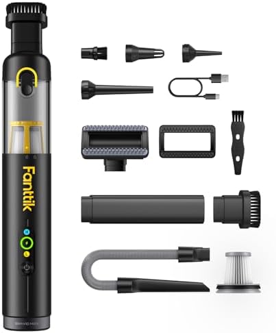 Fanttik Slim V10 Mate Cordless Car Vacuum, 4-in-1 Portable Mini Handheld Vacuum, 17000pa Suction Power, Upgraded Smart Display, 2 Suction Modes for Car, Office Desk, Keyboards by FANTTIK%C2%AE