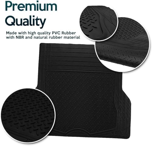 ZONETECH All Weather Rubber Semi Pattern Cargo Liner Trunk Floor Mat – Premium Quality Black Heavy Duty Cargo Trunk Floor Mat (2 Pack) - Image 4