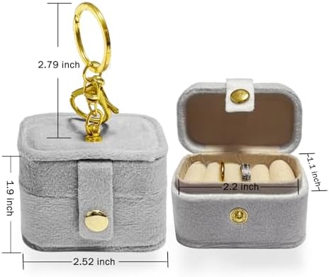 Ring Bearer Pillow Box for Dog Collar, Velvet Wedding Mini Ring Holder Pouch for Pet, Travel Ring Earrings Storage Box for Proposal Engagement Wedding Ceremony Party (Gray) - Image 2