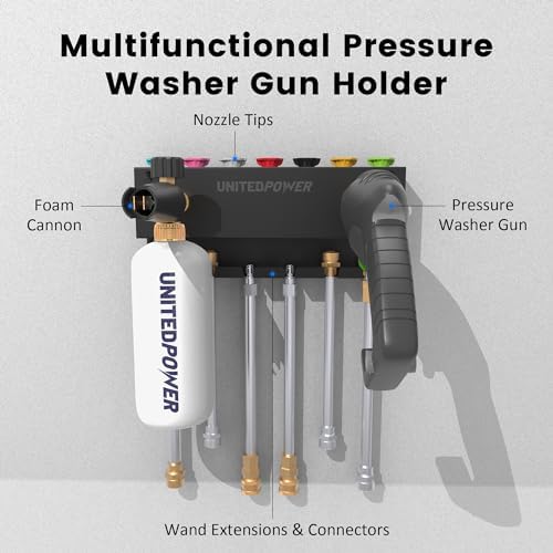 UNITEDPOWER Pressure Washer Gun Holder，Wall Mount Foam Cannon Holder，Tool Storage Rack for Pressure Washer Wand/Nozzle Tips, Car Wash Accessories Organizer, Black - Image 3