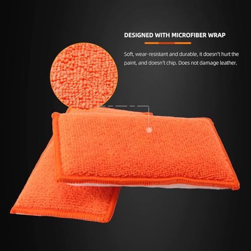 SPTA Car Interior Scrubbing Sponge, 8Pcs Scrub Ninja, Microfiber Car Wax Applicator, Car Wash Sponges for Car, Boat, Wood, Marble and Motorcycle, 6in x 3.3in x 0.8in - Image 3