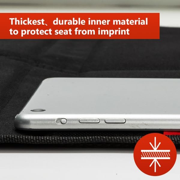 Kaiphy Car Seat Protector with Thick Padding + XL Large Car Seat Cover for Child Car seat, Eco Friendly Waterproof & Durable Fabric + 2 Storage Pockets Protect Fabric or Leather Seats 2Pack (Black) - Image 6