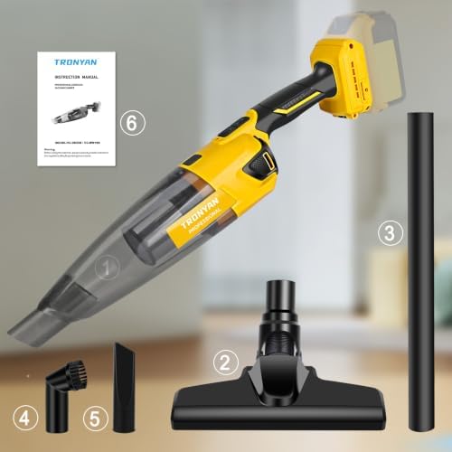 Cordless Vacuum Cleaner Compatible with DeWalt 20V Max Battery (Battery NOT Included), 17000Pa Brushless Portable Handheld Vacuum with Washable HEPA Filter for Car, Home, Office & Pet Hair-Tool Only - Image 7