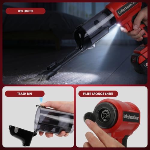 DTEZTECH Cordless Vacuum Cleaner for Milwaukee M18 18V Battery, Electric Handheld Vacuum Cleaner with 105AW Powerful Suction, Portable Vacuum Cleaner for Floor,Carpet, Car, Home (Battery Not Included) - Image 5