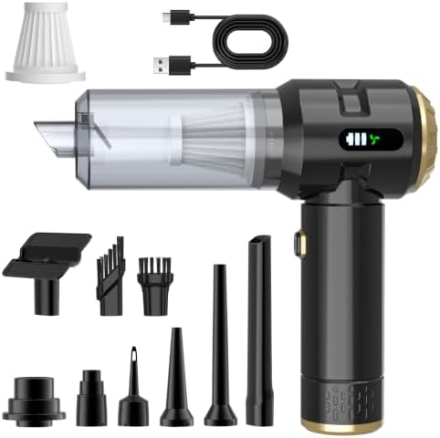 Wansimoo Handheld Car Vacuum Cleaner,25000PA Strong Cyclonic Suction Mini Vacuum Portable Cordless with Digital Display for Car, Home, Office, Kitchen (Gold) by WANSIMOO