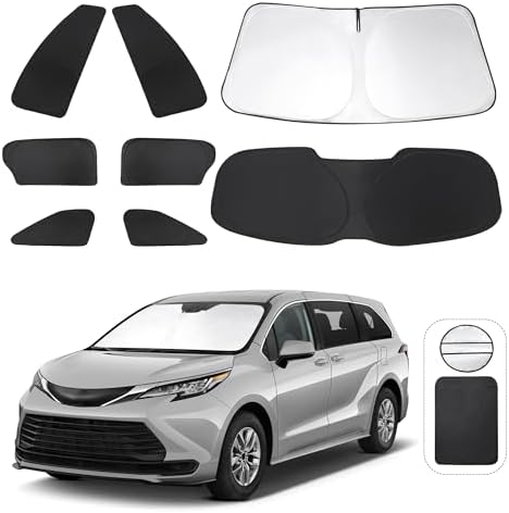 TINGLU Window Shades for Toyota Sienna 2021-2025 2026 Accessorie Car Side Full Windows Rear Triangular Windshield Sun Shade Sun UV Rays & Privacy Protection for Camping,Napping,and Relaxing 8PCS by TINGLU