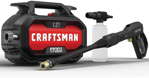 CRAFTSMAN Electric Pressure Washer, Cold Water, Lightweight Corded Power Washer for Cars, Driveways, Patio and Garage, Powerful 1700-PSI, 1.2-GPM, Compact, Easy to Use (CMEPW1700) by CRAFTSMAN