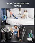 Fanttik Slim V8 APEX Cordless Car Vacuum & Air Duster, 4-in-1 Portable Mini Vacuum with 19000pa Suction Power for Pet Hair, Type-C Charge, One-Touch Empty for Car, Office Desk, Keyboards (Blue) - Image 2