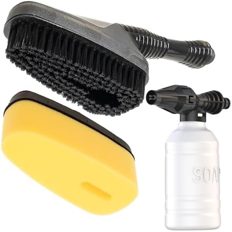 Magnetic Attachment Cleaning Kit for Portable Pressure Washers Includes Foam Sponge Head, Stiff Bristle Brush, Soap Dispenser and Quick-Connect Adapter for Car, Outdoor & Home Use by StupidFrog