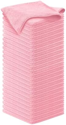 USANOOKS Microfiber Cleaning Cloth Light Pink - 50 Pcs 12.5"x12.5" - High Performance - 1200 Washes, Ultra Absorbent Towels Weave Grime & Liquid for Streak-Free Mirror Shine - Car Washing Cloth by USANOOKS