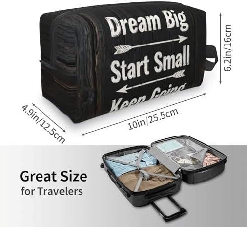 Inspirational Wood Wall Art​ Makeup Bag - Durable 600D Oxford Fabric Travel Cosmetic Bag, Shockproof Foam Padded Toiletry Organizer for Gym & Daily Use 10x6.2x4.9 Inch - Image 4