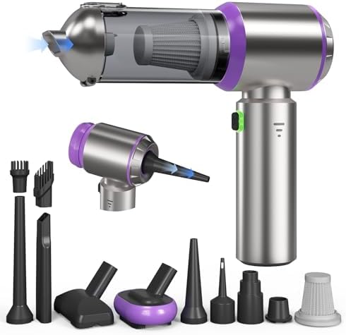 Car Vacuum Portable Cordless, 22000PA High Power handheld Vacuum Cleaner with Brushless Motor,11 in 1 Mini Hand Held Vacuum Cordless Rechargeable Air Duster/Blower/Pump for Car, Home, Pet, Office by Unknown