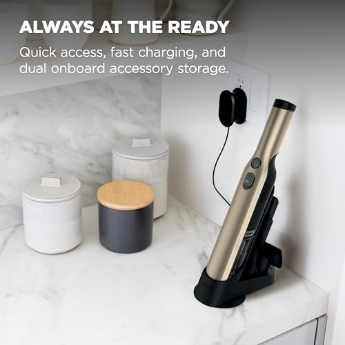 Shark WANDVAC Cordless Hand Vacuum, Lightweight & Portable at 1.4 lbs., Powerful Suction, Charging Dock, One-Touch Empty for Car & Home, French Gold, WV201GD - Image 2