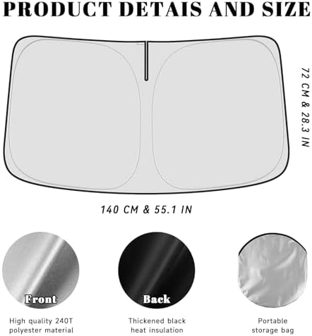 Car Windshield Sun Shade for Nissan 2005-2021 Frontier Accessories (OEM Design) Reflective Foldable Heat Insulation Sunshade for Ultimate Protection - Image 5
