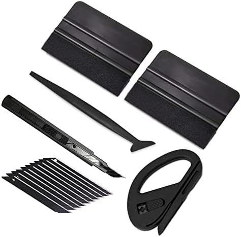 Gomake Vehicle Vinyl Wrap Window Tint Film Tool Kit Include 4 Inch Felt Squeegee, Retractable 9mm Utility Knife and Blades, Zippy Vinyl Cutter and Mini Go Corner Squeegee for Car Wrapping (5 Tools) by Gomake