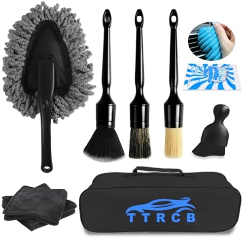 10PCS Car Detailing Cleaning Kit Interior Cleaner, Car Detailing Brushes, Car Duster, Car Cleaning Gel, Microfiber Cleaning Cloth, Car Accessories Essentials Supplies Tools for Auto,Truck, Interior by TTRCB