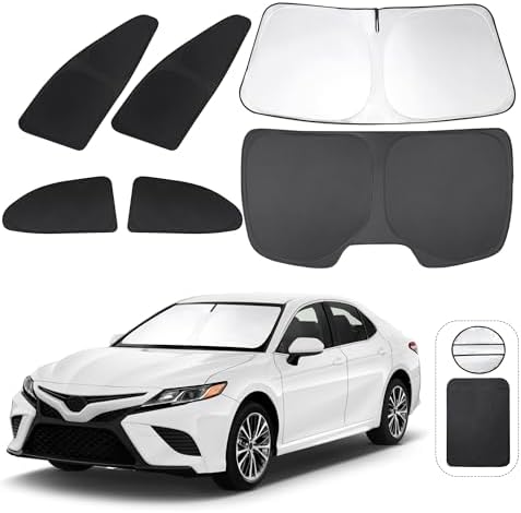 TINGLU Window Shades for Toyota Camry 2018-2024 Accessories Car Side Full Windows Rear Triangular Windshield Sun Shade Sun UV Rays & Privacy Protection for Camping,Napping,and Relaxing 6PCS by TINGLU