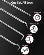 4-Piece Hook and Pick Set, Precision Automotive Pick Tool & O Ring Pick Set with Comfort Grip & Anti-Slip Shaft for Oil Seal, Gasket Removal, and Electronic Repair - Image 2