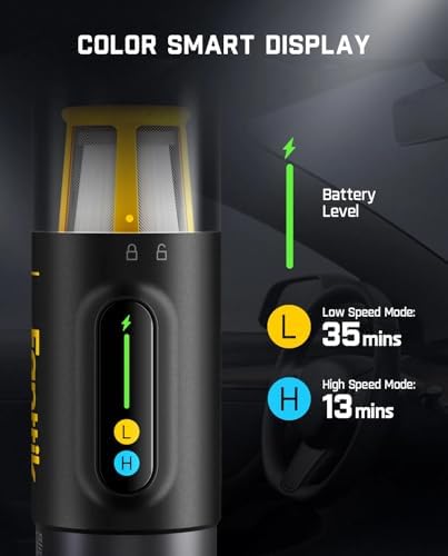 Fanttik Slim V10 Mix Cordless Car Vacuum, 4 in 1 Handheld Air Duster, Color Smart LED Display, 16kPa Suction Power, Cordless Portable Mini Keyboard Vacuum for Car, Office Desk - Image 3