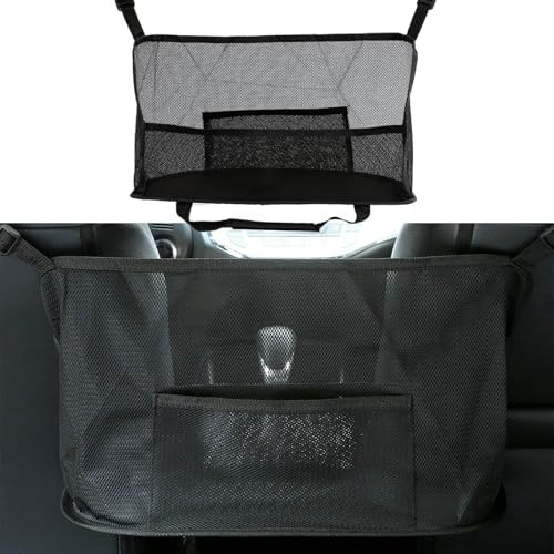 Car Net Pocket Handbag Holder, Organizer Mesh Bag Between Seats, Driver Storage Netting Pouch for Handbag Purse, Universal Accessory for Women and Men, Pet/Kids Car Barrier (Black) by Unknown