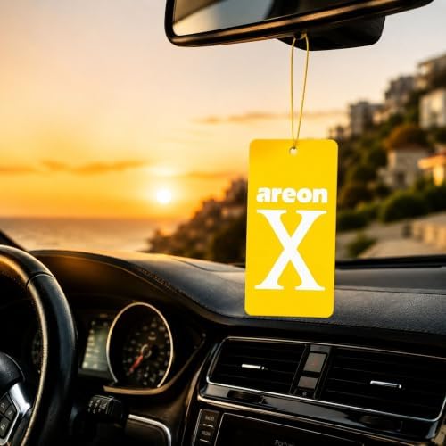 AREON X Paradise Yellow Fresh Paper Hanging Car Air Freshener - Pack of 12 - Image 2