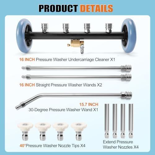 3-In-1 Under Carriage Pressure Washer, 16 Inch Pressure Washer Water Broom - Image 2