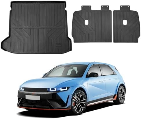 Powerty Cargo Mat with Backrest Mat for Hyundai Ioniq 5 2022-2025 2026, All Weather TPE Cargo Mat Liner for Rear Trunk by Powerty